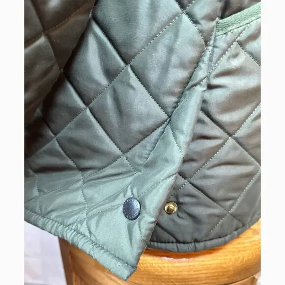 Barbour Eskdale Quilted Snap Jacket Mens Size S Green Corduroy Collar